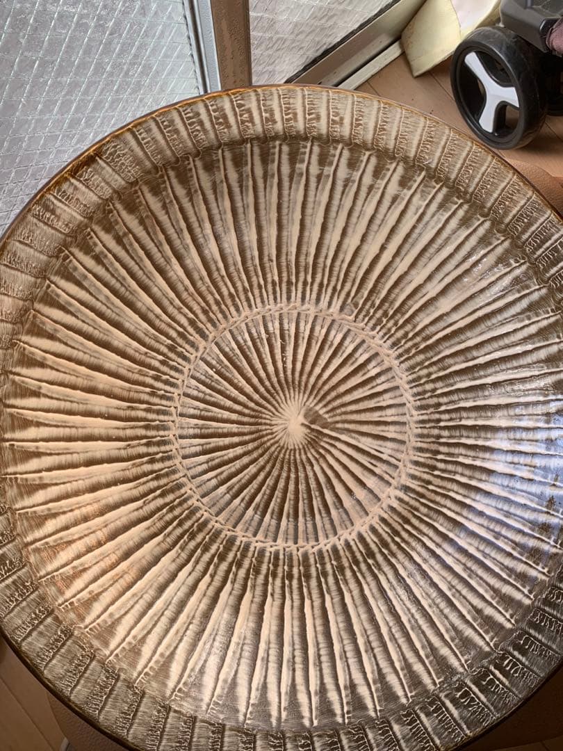 坂本明山　小鹿田焼　刷毛目大皿　径：40ｃｍ