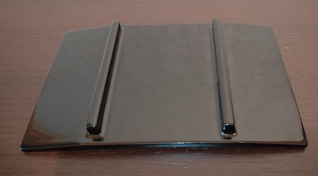 象嵌 絵変 銘々皿 5客 角野岩次 沈金 四角 黒 脚付き