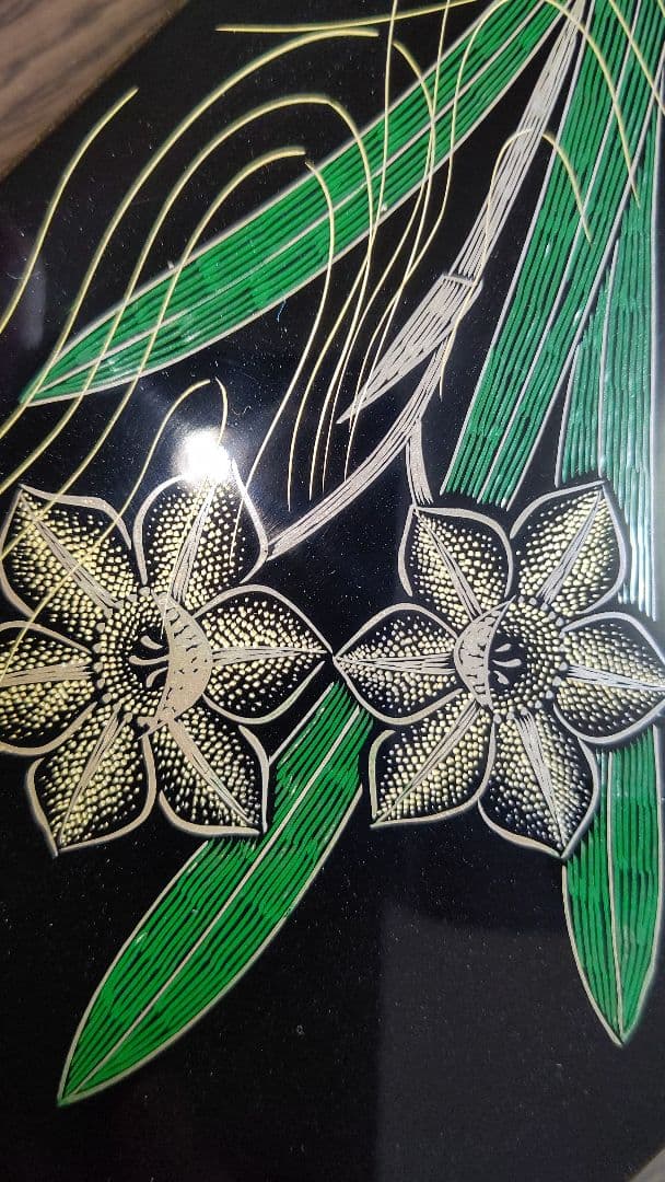 象嵌 絵変 銘々皿 5客 角野岩次 沈金 四角 黒 脚付き