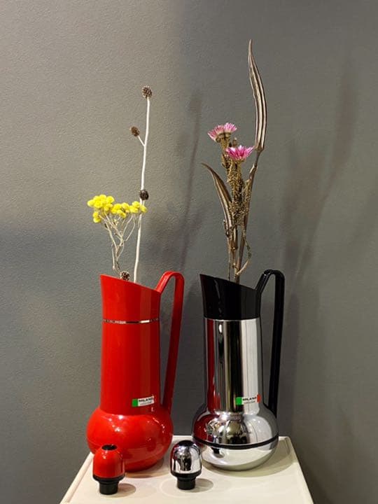 ❶ JAPAN ビンテージ アンティーク ポット 魔法瓶 銀 シルバー