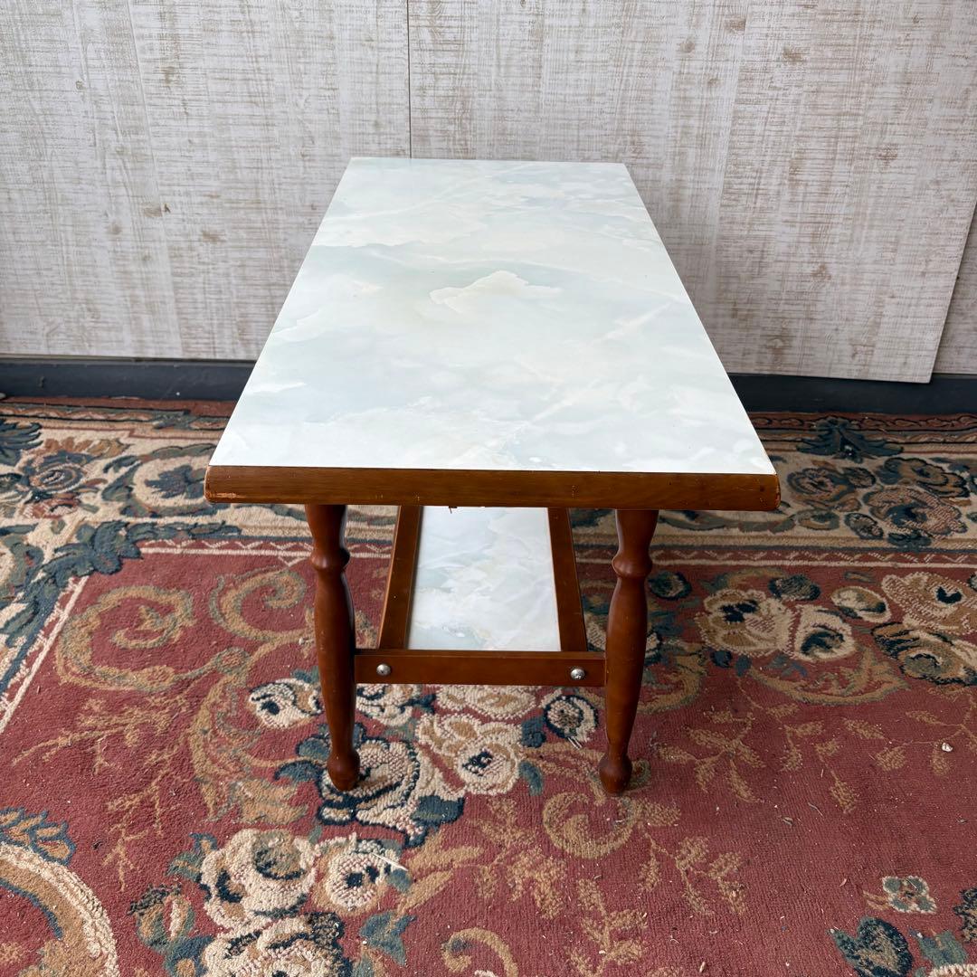 昭和レトロ ミッドセンチュリー 大理石柄 木製センターテーブル コーヒーテーブル
