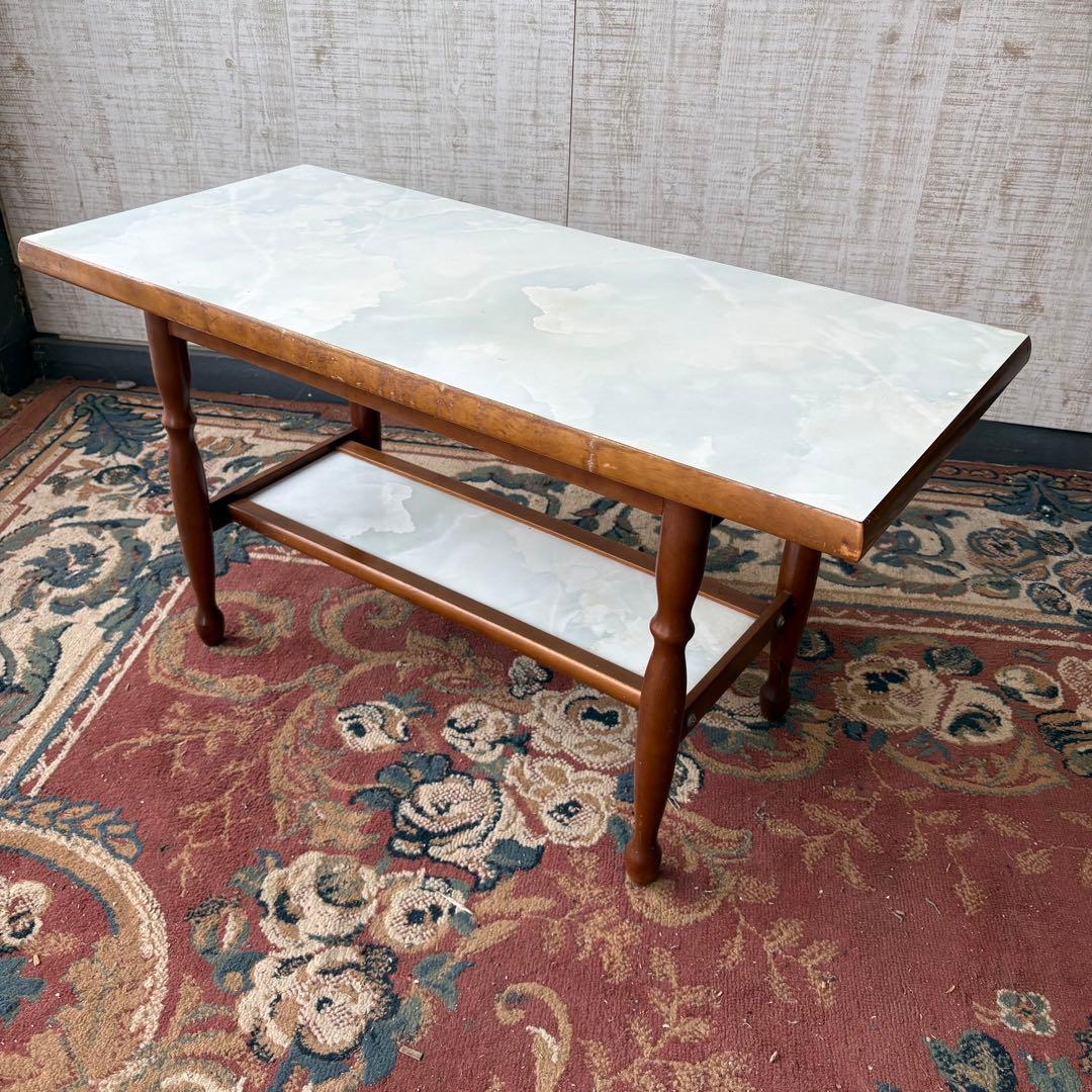 昭和レトロ ミッドセンチュリー 大理石柄 木製センターテーブル コーヒーテーブル
