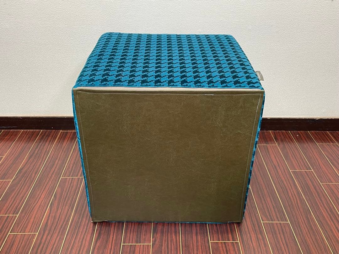 フランス CASAMANCE スツール ベルベット プフ オットマン 千鳥格子