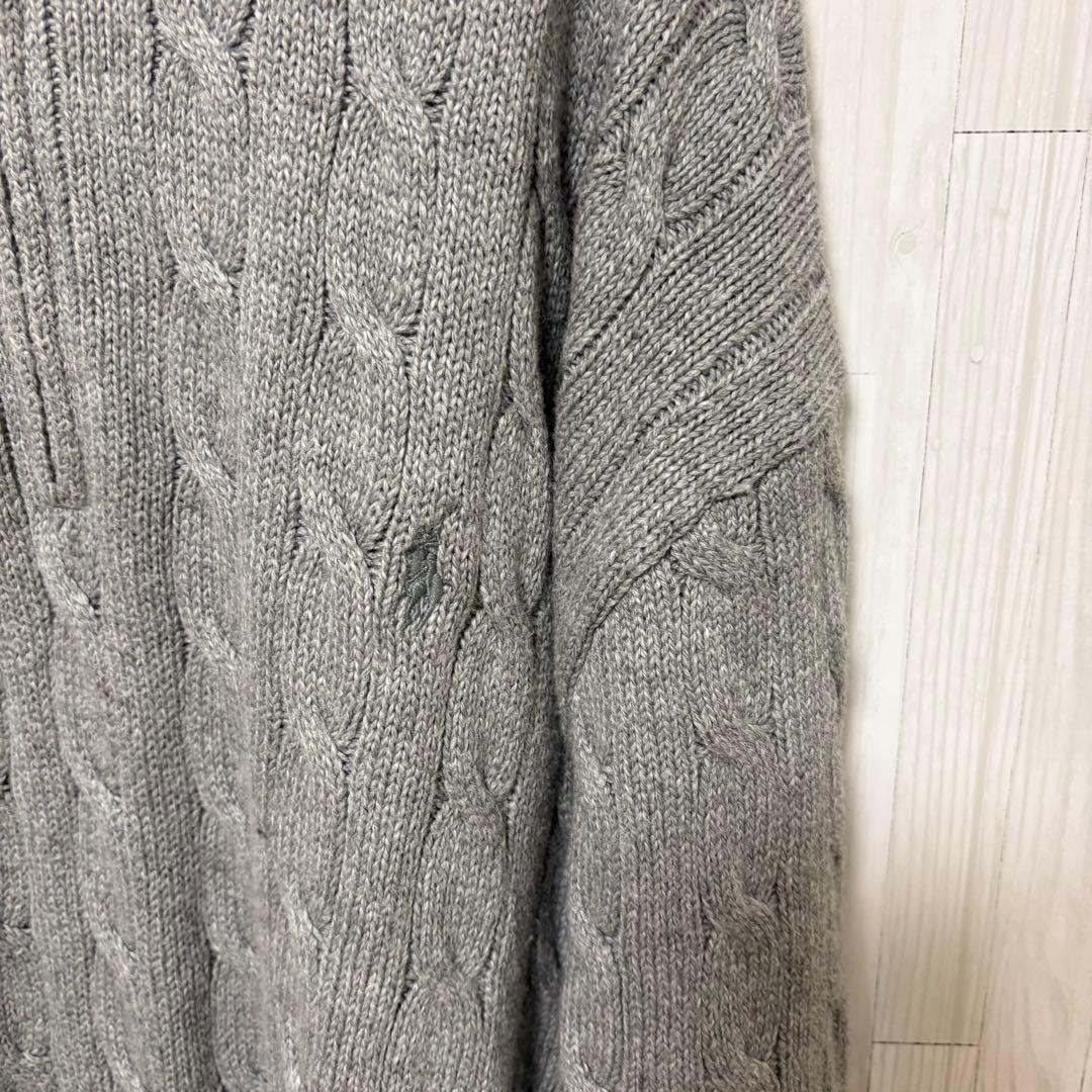 ポロラルフローレン ハーフジップ ケーブルニット グレー ポニー 刺繍 XXL