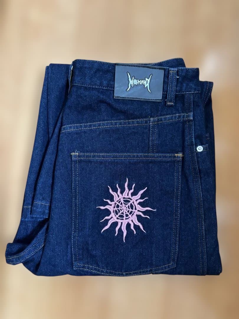 パンツ NOREMID RIGID DENIM-NAVY/PINK