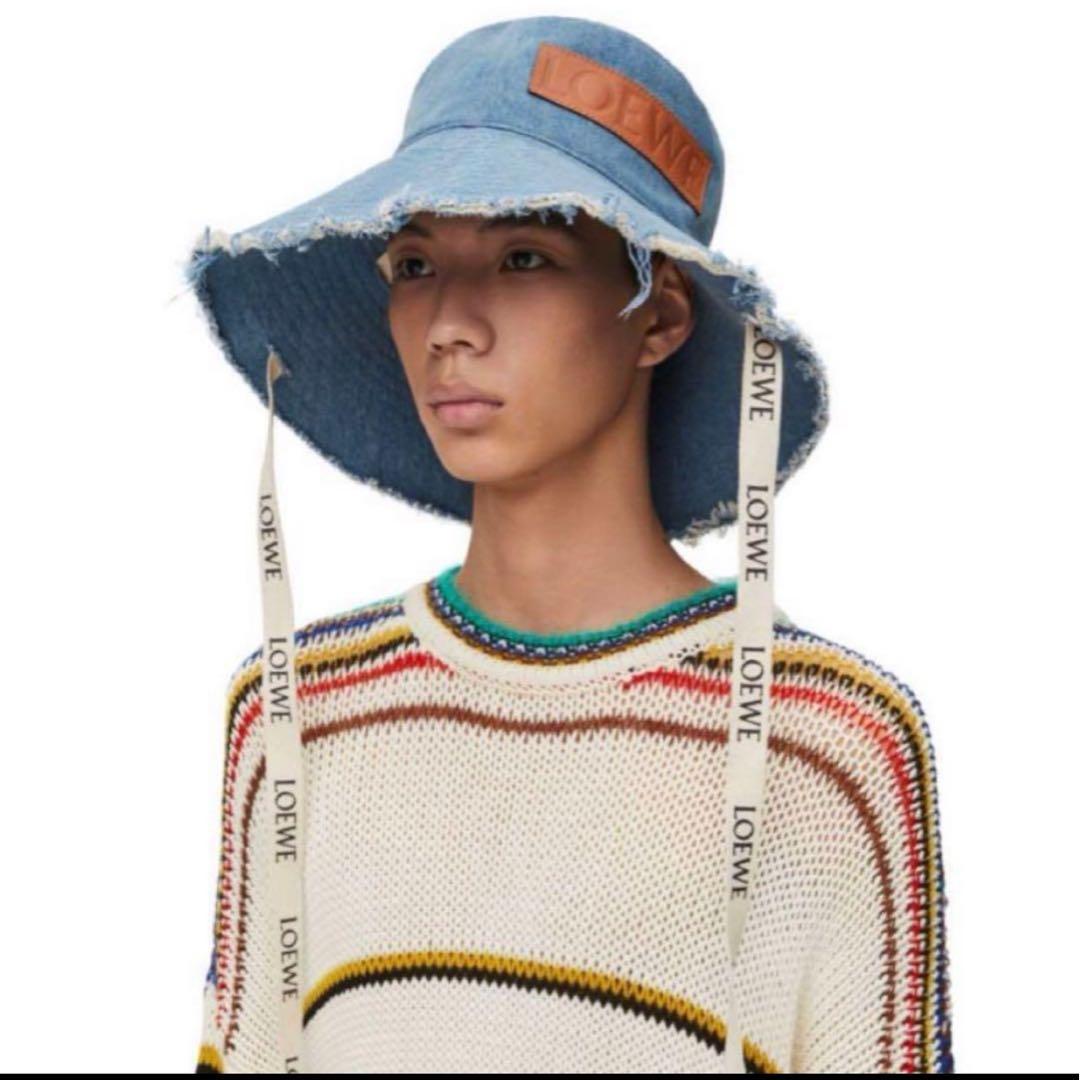 LOEWE フィッシャーマンハット　59 デニム　フリンジ