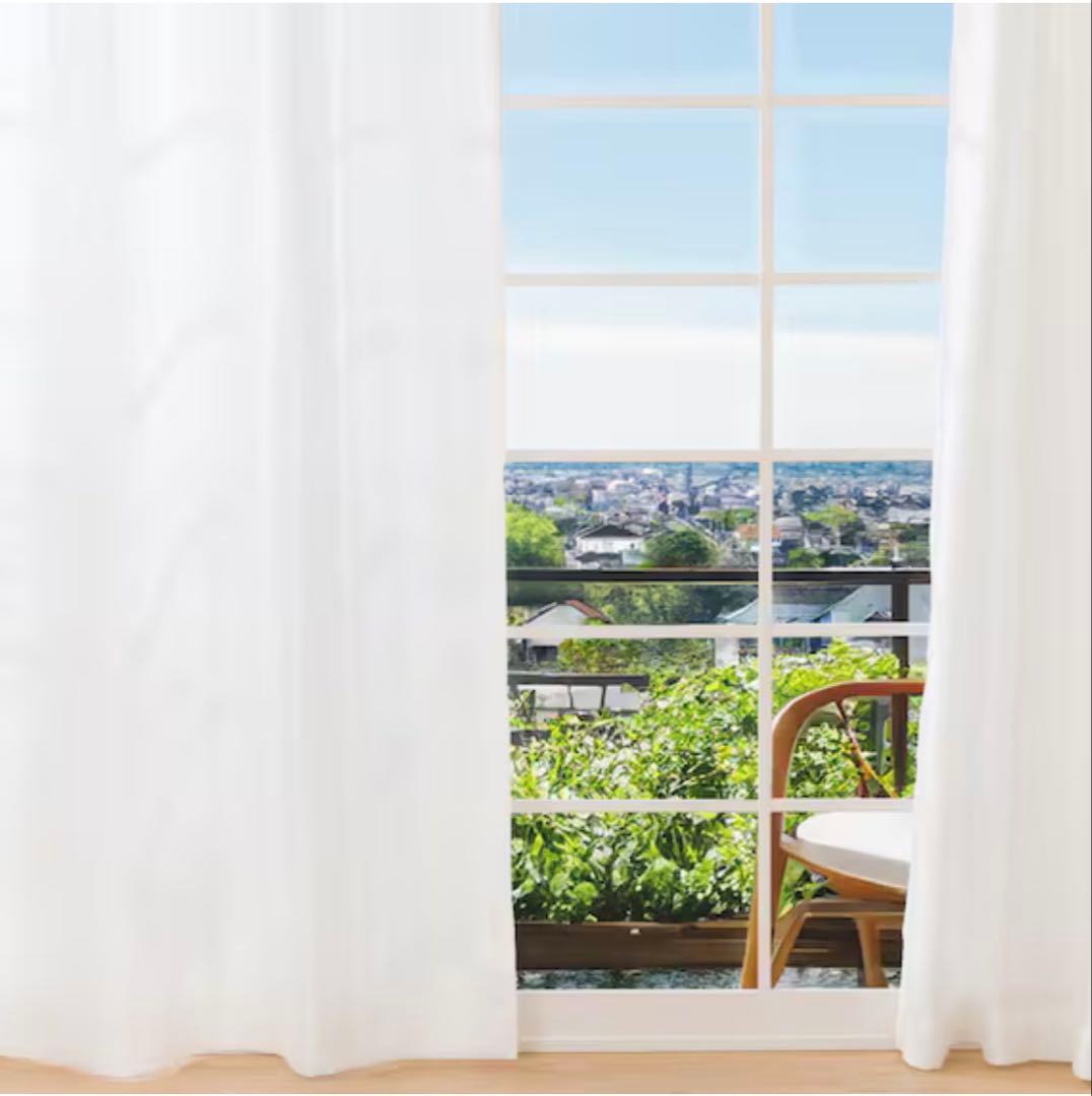 【ニトリ・美品】黒とグレーのストライプカーテン・レースセット【遮光2級】