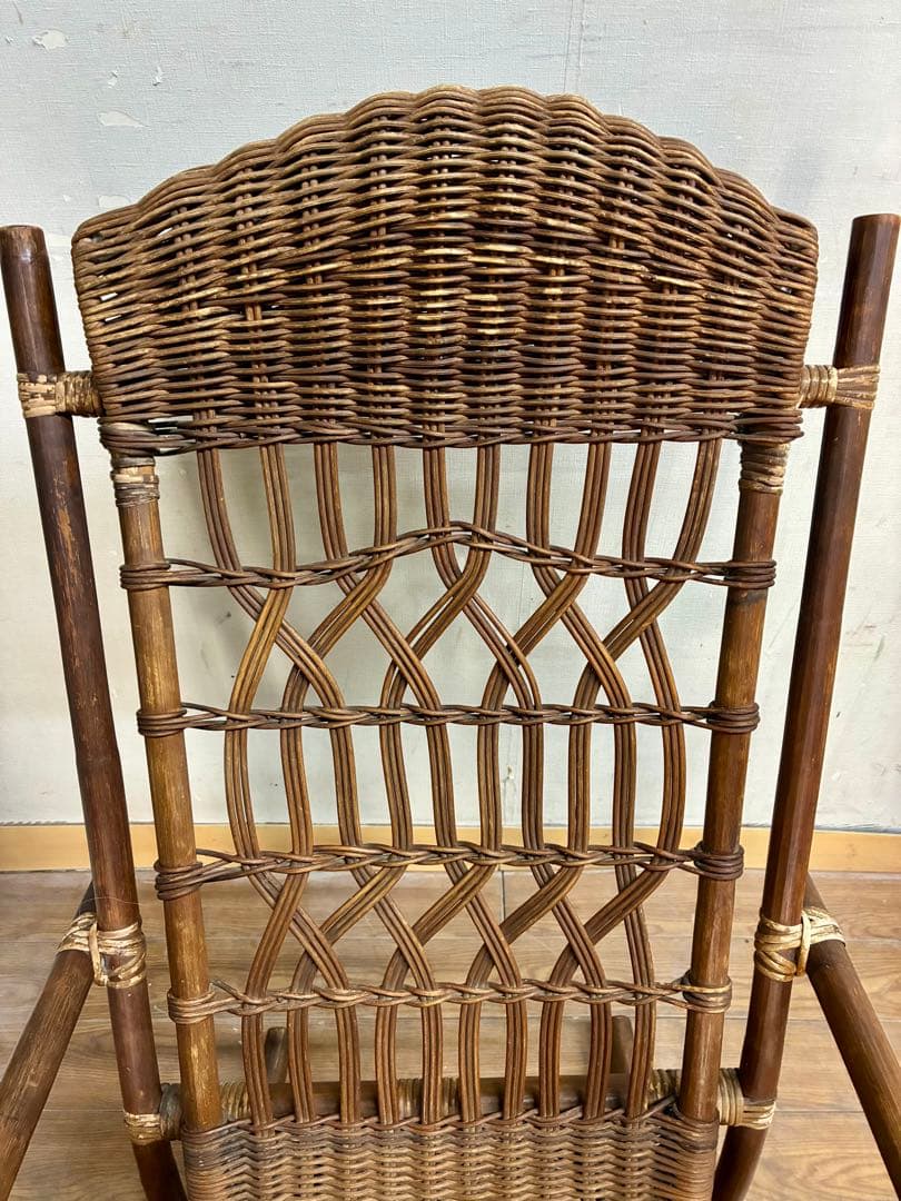 管448☆アジアンヴィンテージ☆ラタン☆藤☆ロッキングチェア☆揺り椅子