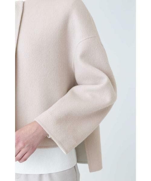 極美品★ADORE｜2TONE カシミヤ混 リバーコート 前後差裾 グレージュ