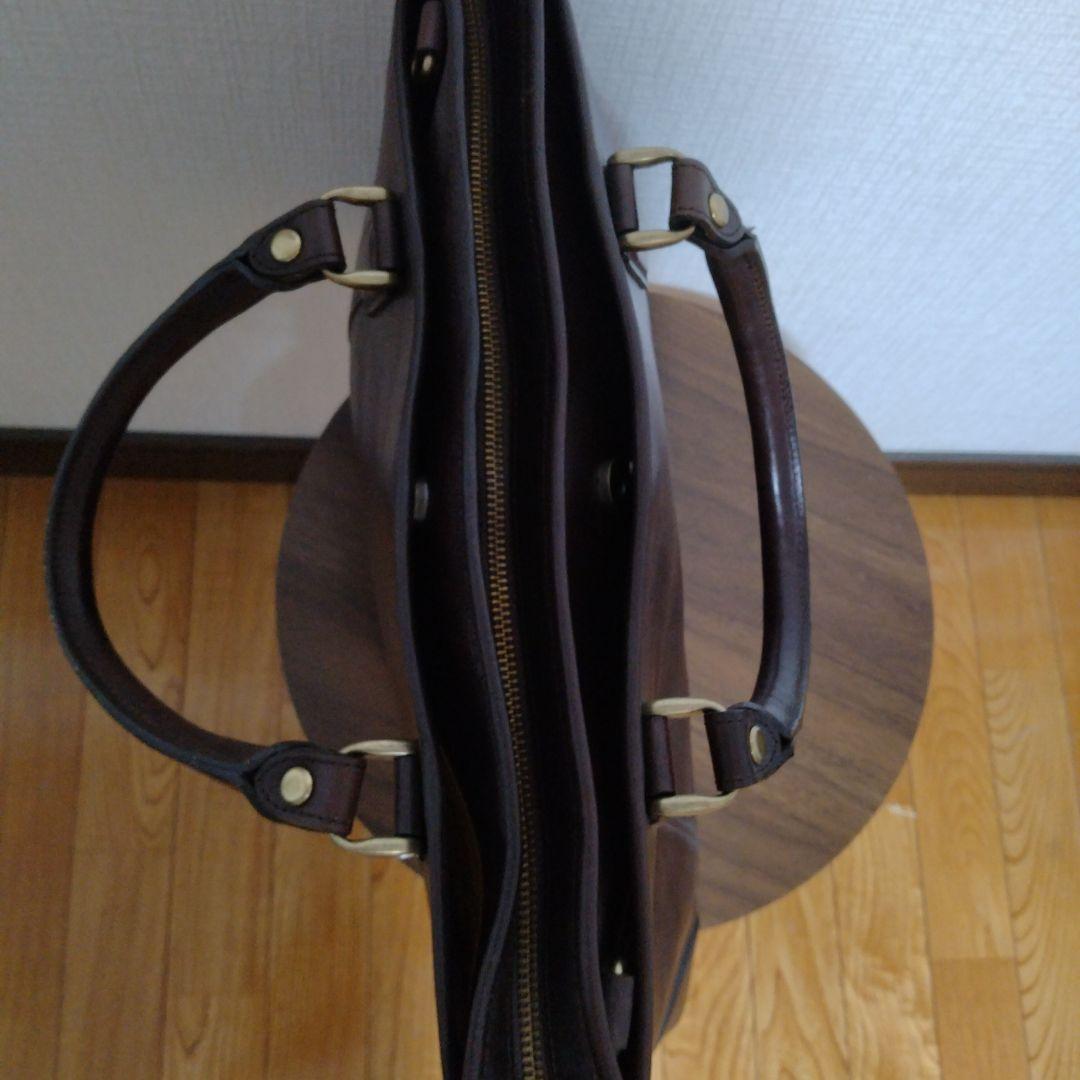 豊岡鞄　ダークブラウン レザー ビジネスバッグ