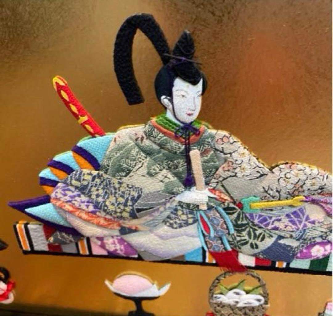 美品　押絵びな　江戸ちりめん　三枚屏風　お雛様　ひな祭り
