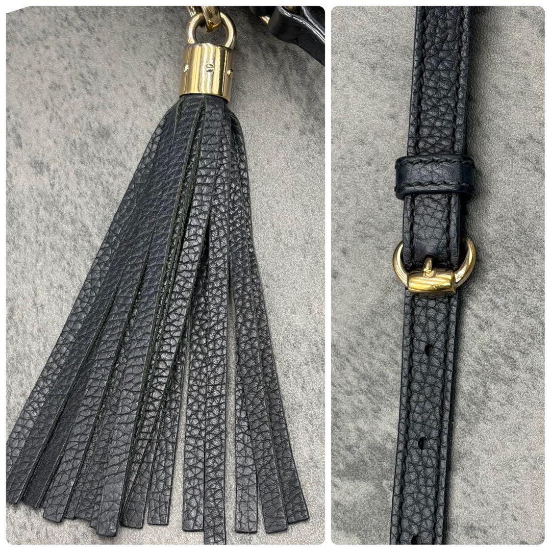 グッチ ソーホー ディスコバッグ カメラバッグ インターロッキング 紺 タッセル