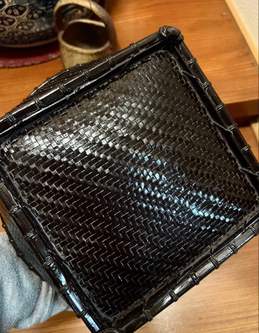 茶道具 唐物写 底六角 炭斗 炭入 炉・風炉兼用 炭取 竹籠 炭道具一式