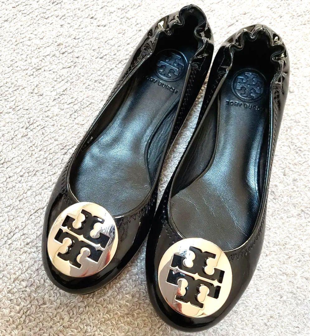 トリーバーチ バレエシューズ エナメル パテントレザー 黒　23.5　未使用品