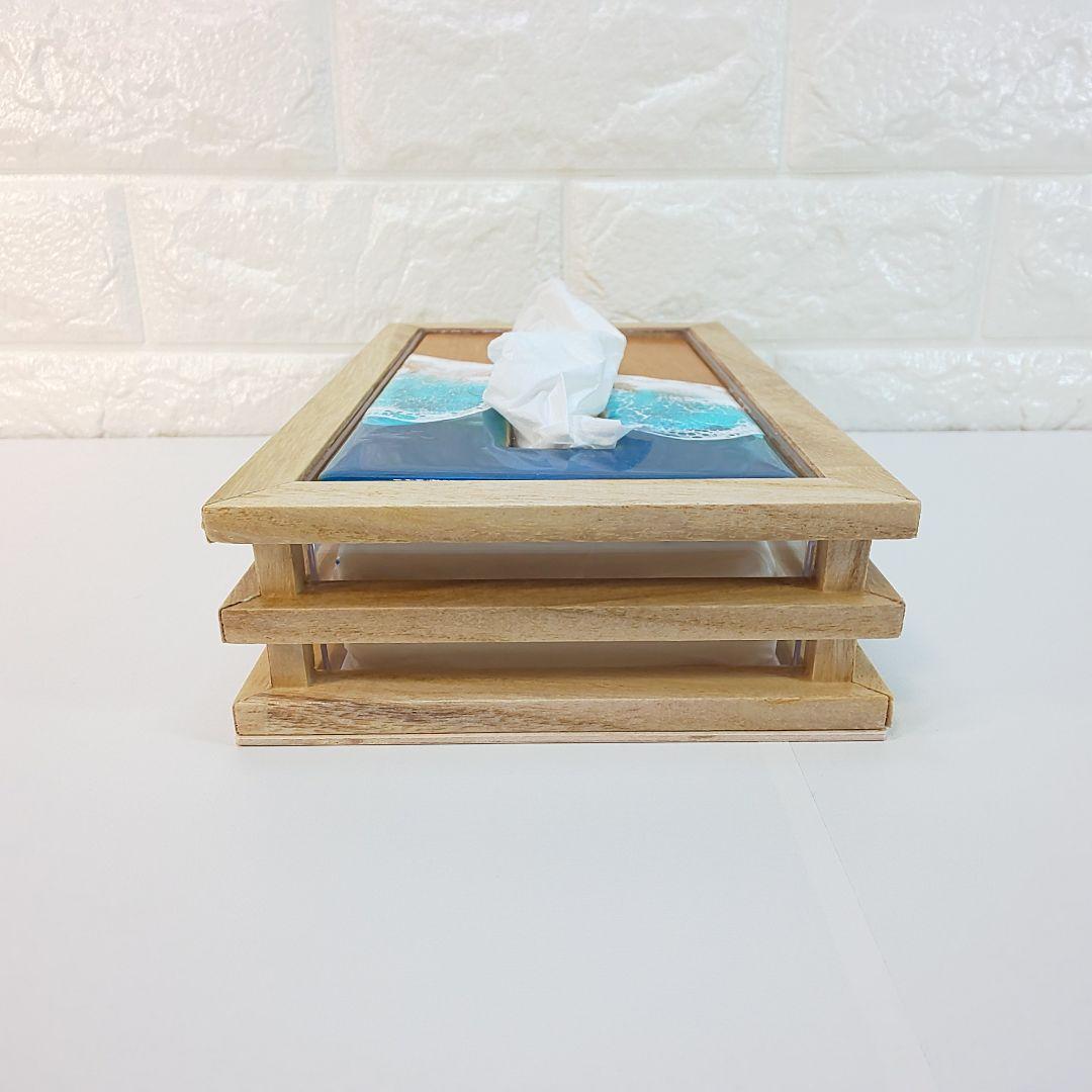 【1204】オーシャンアート　ティッシュケース　海レジン　インテリア　雑貨