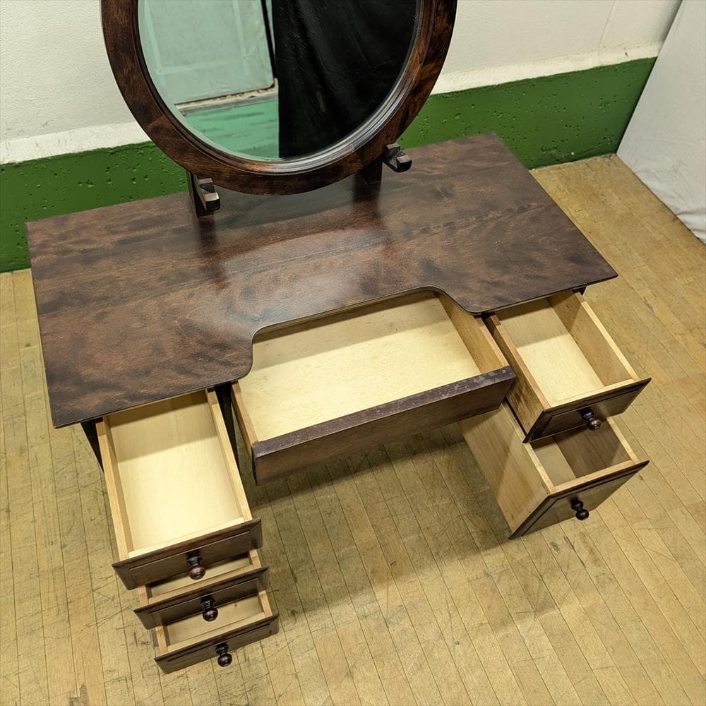 九州民芸家具　筑前民芸家具　樺 カバ材　無垢　ドレッサー　鏡台　化粧台　一面鏡