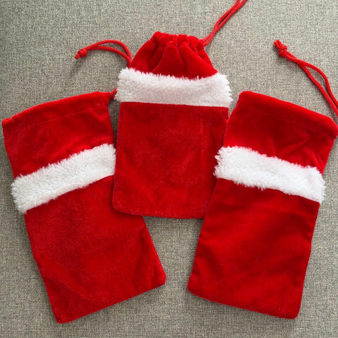 クリスマス　サンタクロース ギフト袋 巾着袋　3個セット