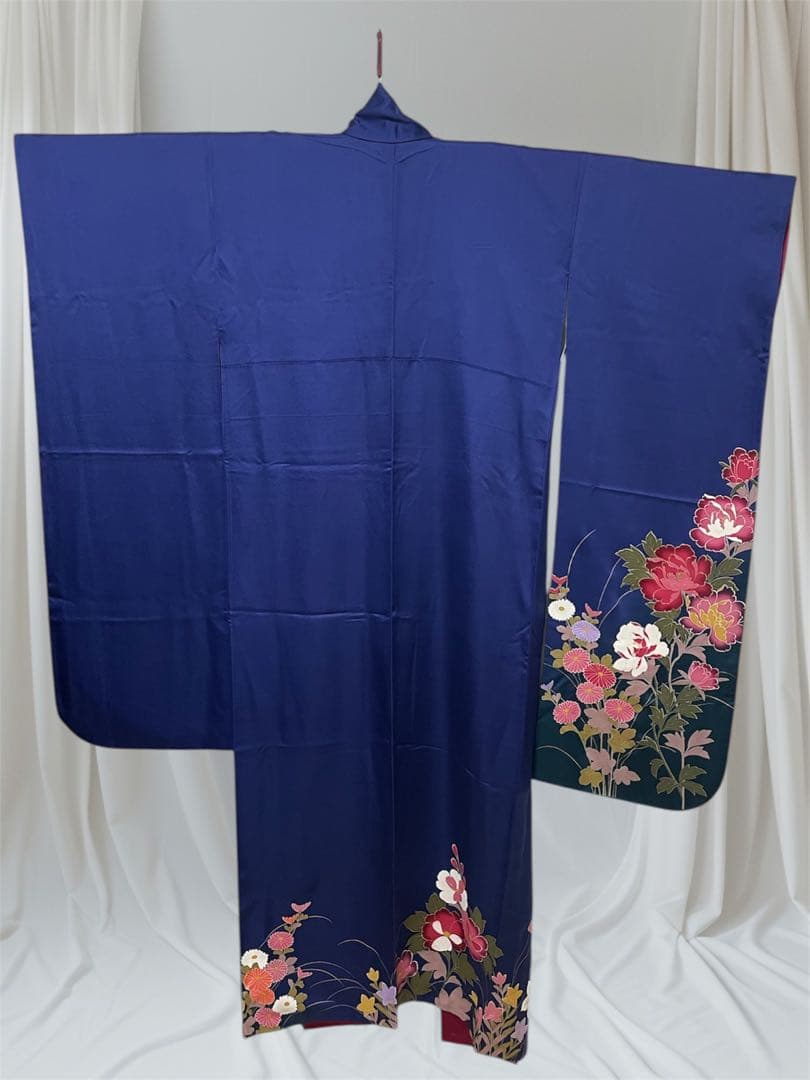 年末セール！振袖フルセット 高級SAGAFOXファー付き ブルー 手書き友禅