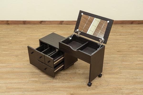 《新品・送料無料》スライド式コスメワゴン　DBR/WH