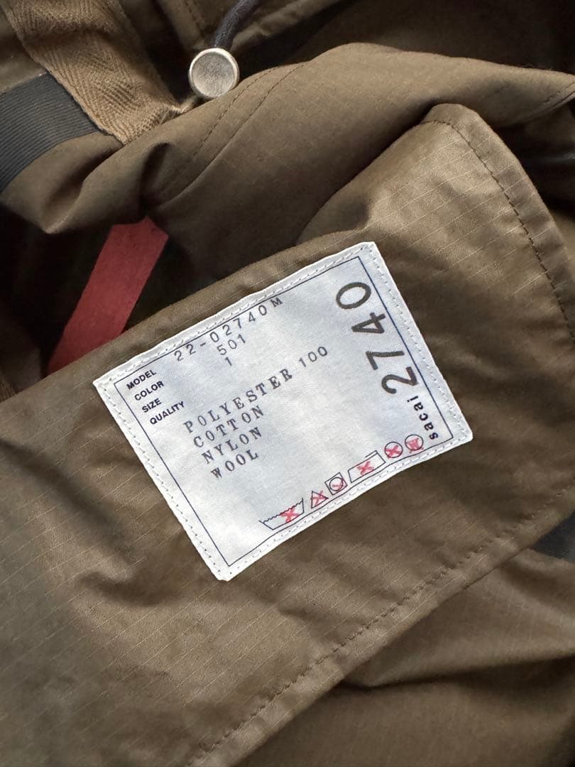 [最終値下] 22 sacai リップストップナイロンミリタリーコート