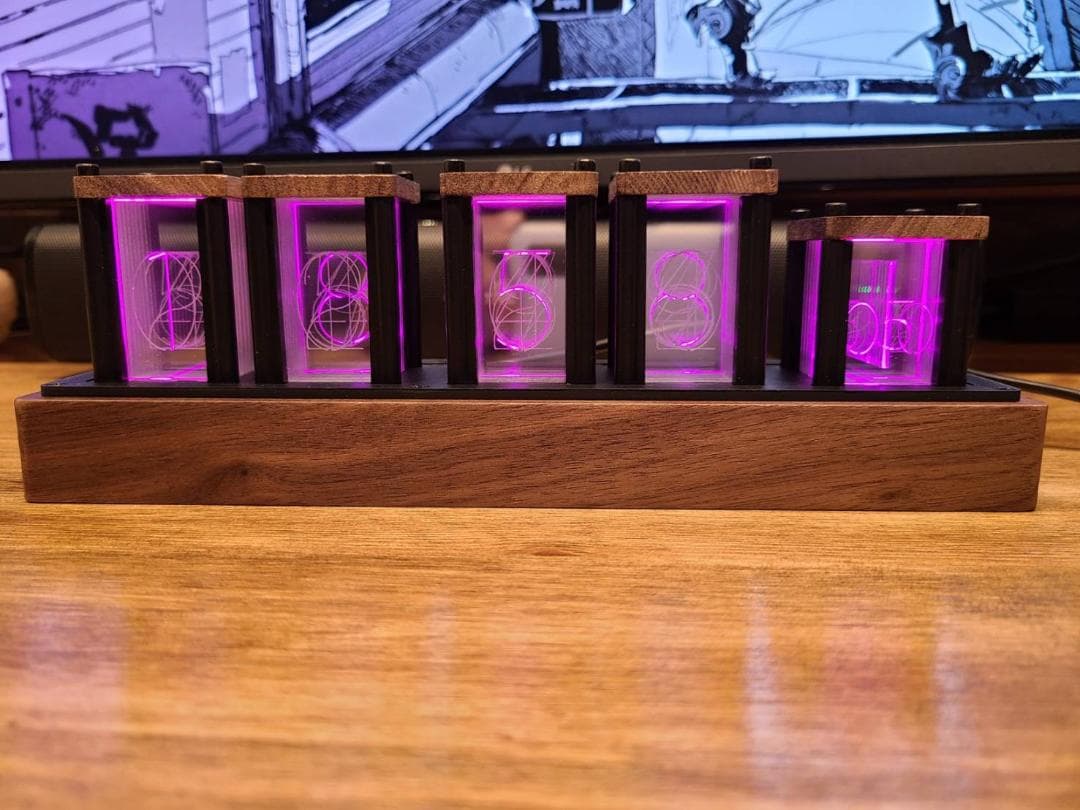 置き時計 レトロモダンデジタル表記 ニキシー管風