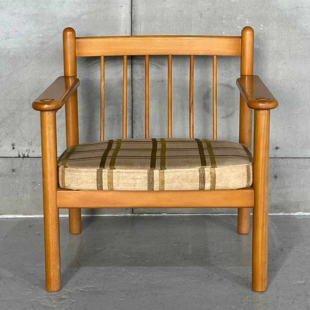 ✿昭和レトロ✿ カリモク ヴィンテージ木製チェア クラシック 布座面チェア②