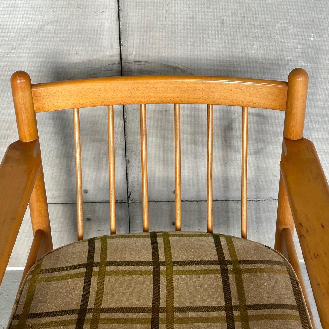 ✿昭和レトロ✿ カリモク ヴィンテージ木製チェア クラシック 布座面チェア②