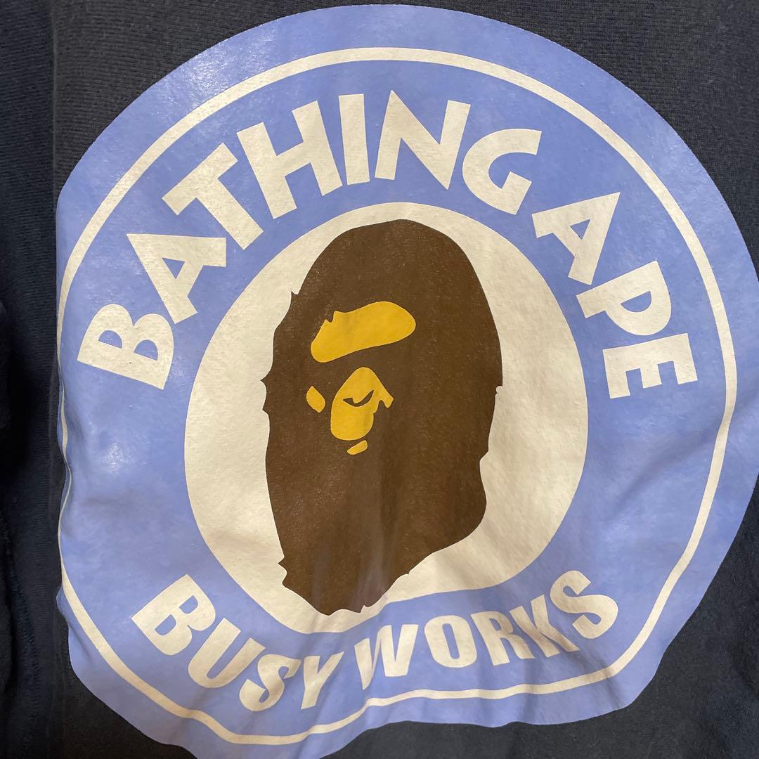 BAPE ロゴプリント ネイビー スウェット
