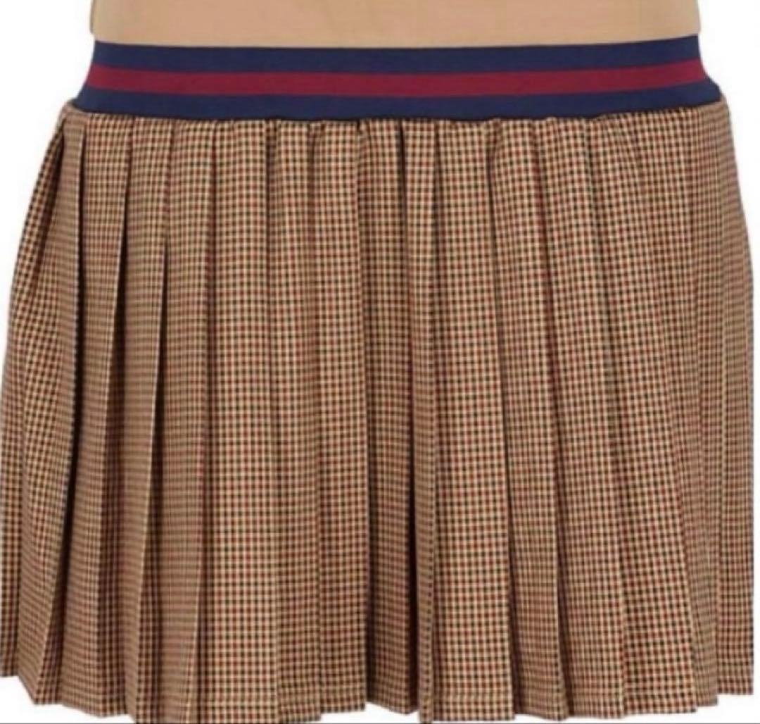 No.584 FILA ガンクラブチェックプリーツワンピ★CAMEL★