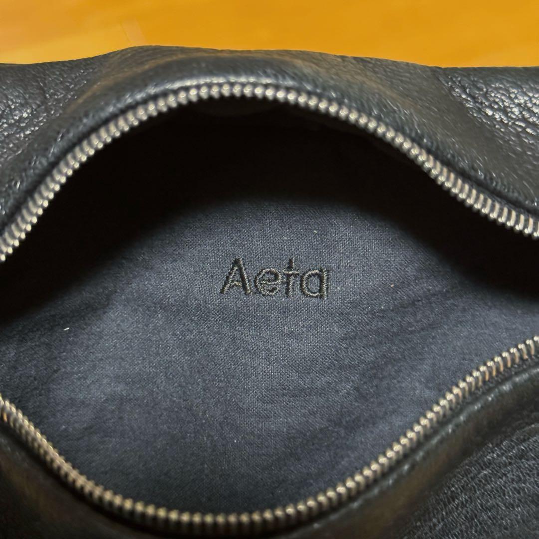 Aeta ディアレザー フラットポーチ ショルダー TypeA ブラック