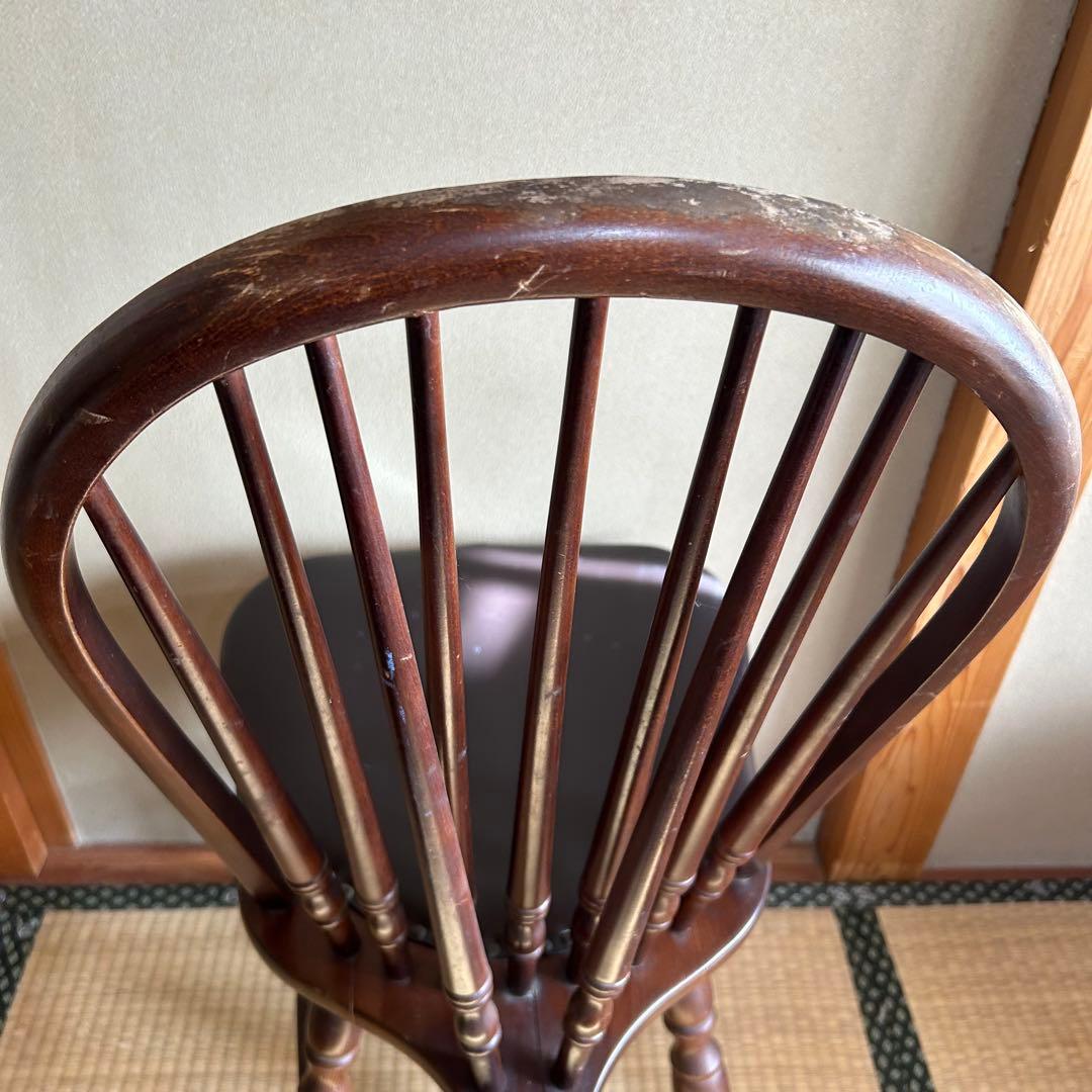 秋田木工 ビンテージ ダイニングチェア 木製 曲木椅子 レザー 鋲打ち
