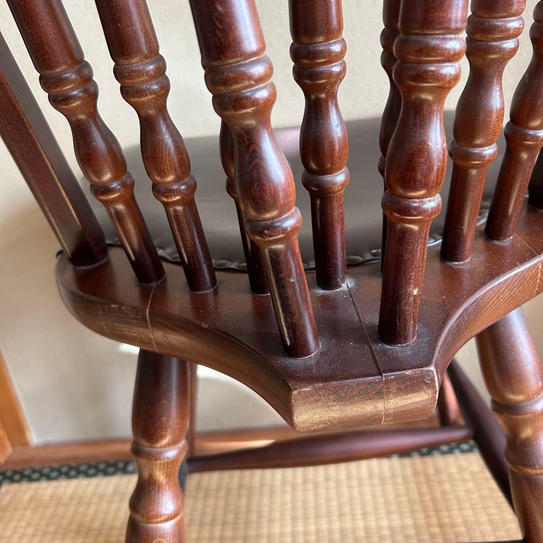 秋田木工 ビンテージ ダイニングチェア 木製 曲木椅子 レザー 鋲打ち