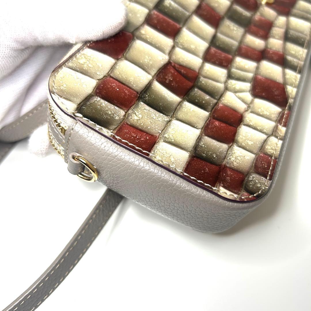 【極美品】ATAO アタオ 市松柄 レザー 2way ショルダーウォレット