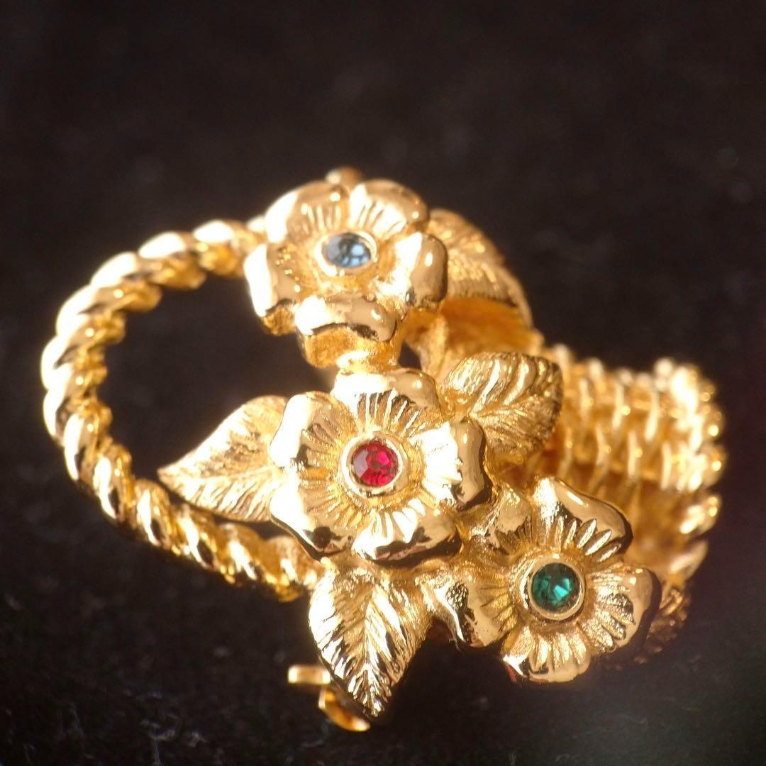 希少美品　Dior ヴィンテージ　ブローチ　ゴールド　籠　バスケット　フラワー