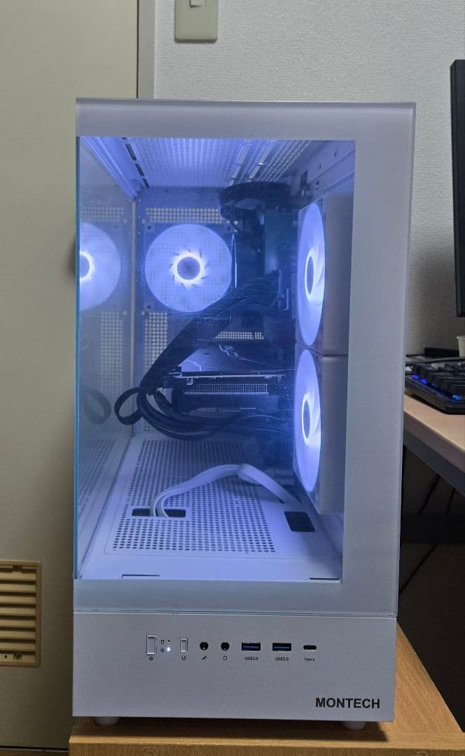 自作 ピラーレス ホワイト ゲーミングpc モンハンワイルズ Wi-Fi