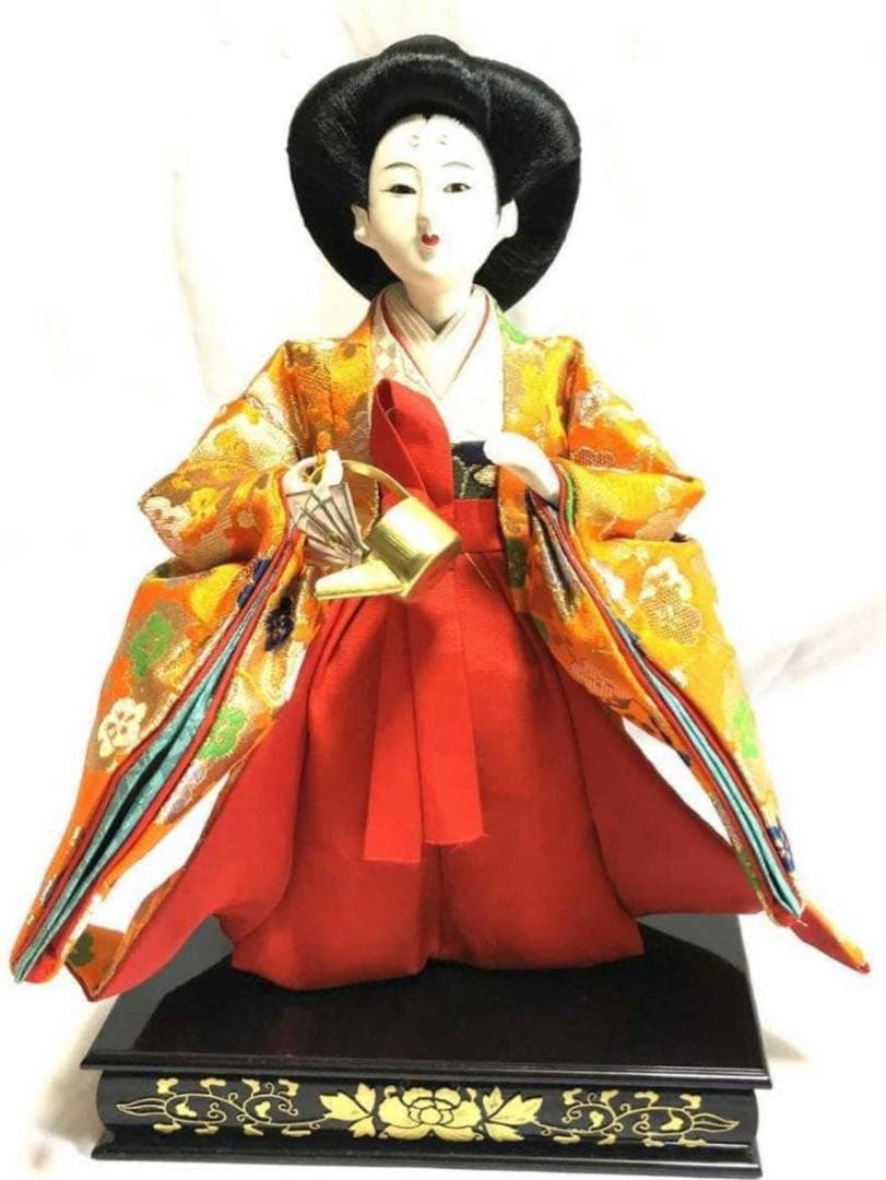 雛人形 峰月 三人官女 女官 長柄 三方 提 3体セット 台座付き お雛様 桃の