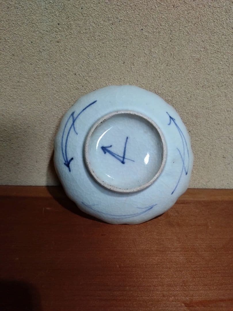 古伊万里 蒟蒻印判 花紋 輪花平盃 小皿