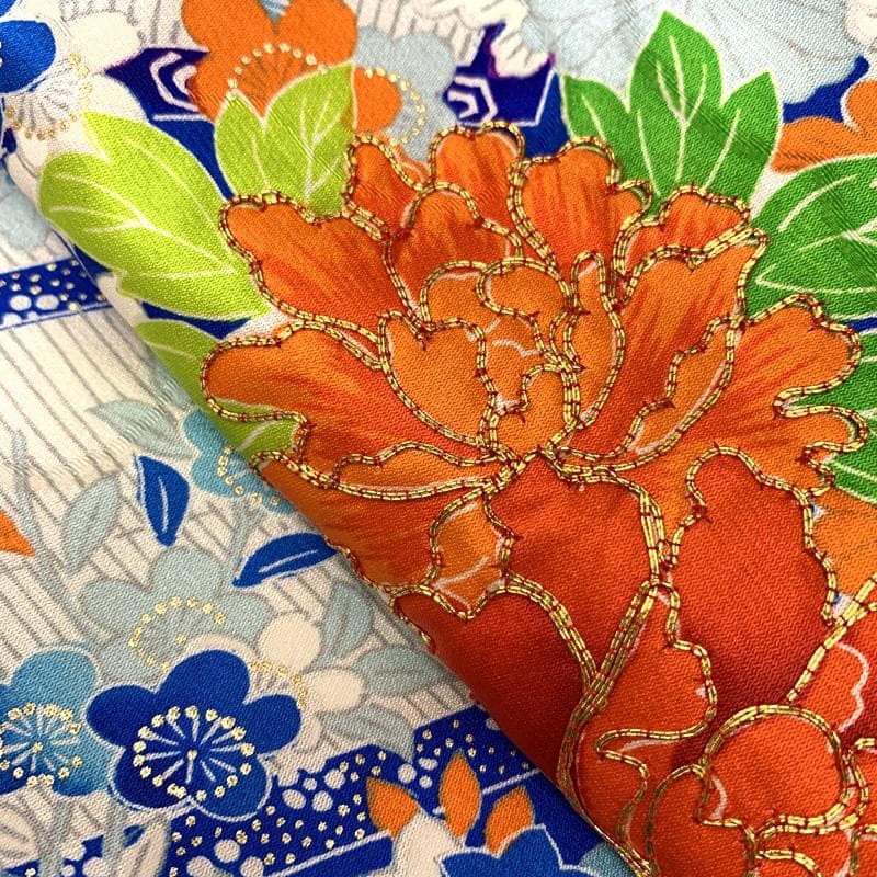 510ag32□七五三 三歳 女児 着物&被布 金彩 几帳文 壺に花□状態良好