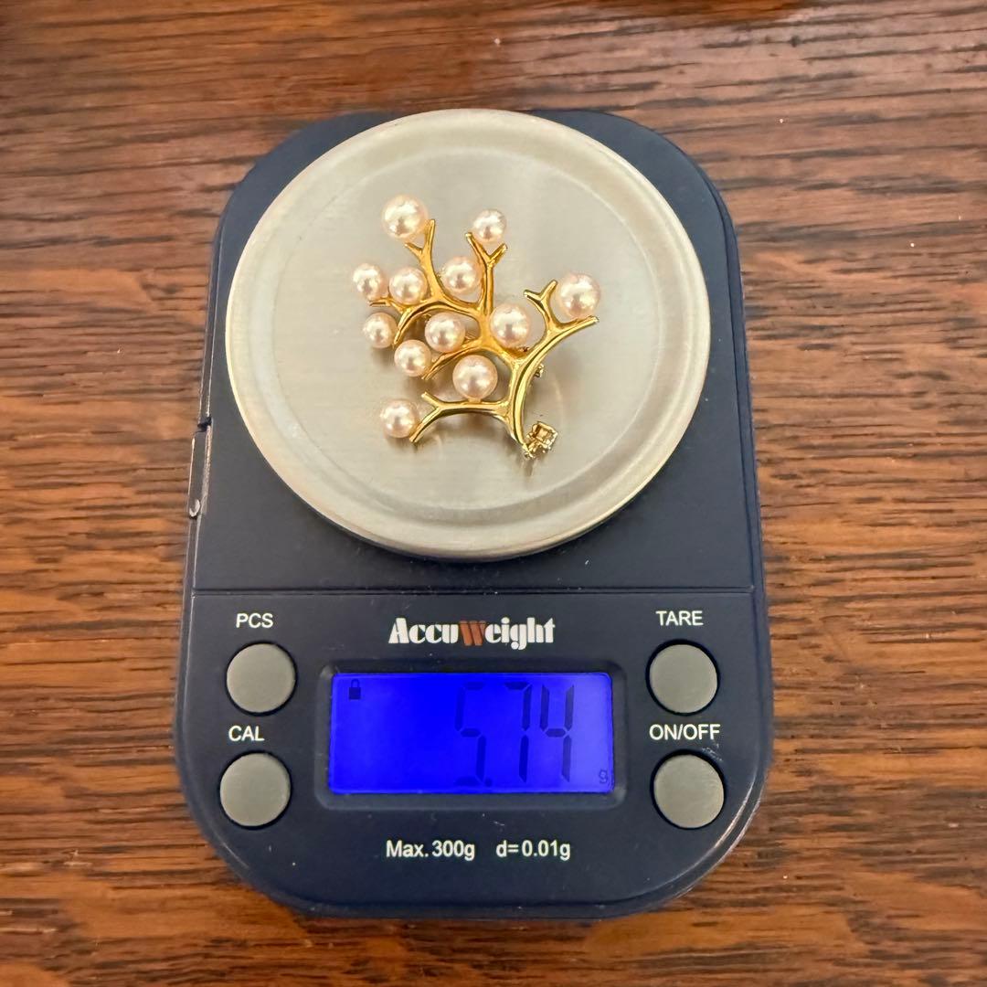 ミキモトK18アコヤパールダイヤ　幸福の木　ブローチ兼ペンダントトップ5.74g