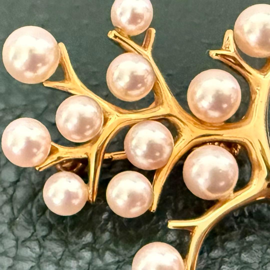 ミキモトK18アコヤパールダイヤ　幸福の木　ブローチ兼ペンダントトップ5.74g