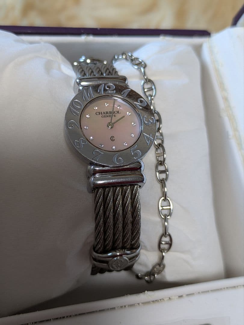 CHARRIOL シャリオール 　サントロペ　12Pダイヤ　ピンクシェル　腕時計