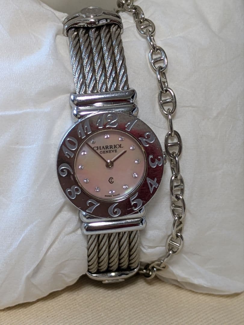 CHARRIOL シャリオール 　サントロペ　12Pダイヤ　ピンクシェル　腕時計
