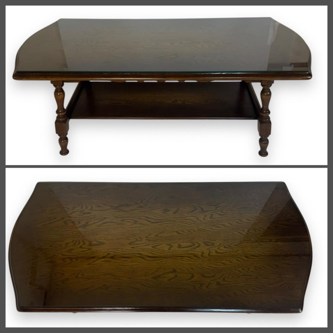 希少 ガラストップ付 ヴィンテージ 飛騨産業 ローテーブル 1200W