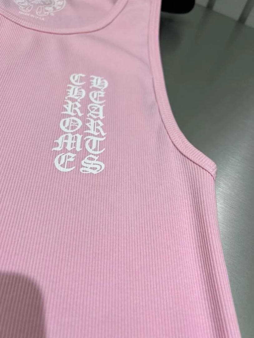 CHROME HEARTSピンク タンクトップ プリント入りM