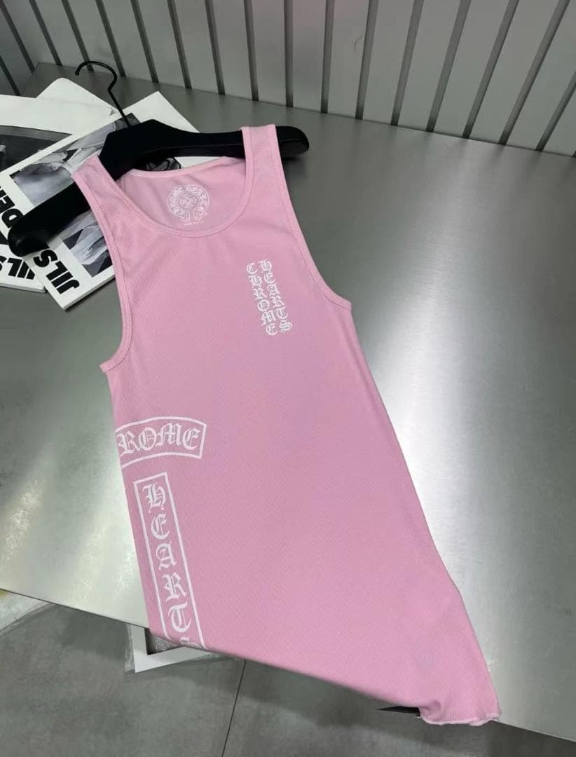 CHROME HEARTSピンク タンクトップ プリント入りM