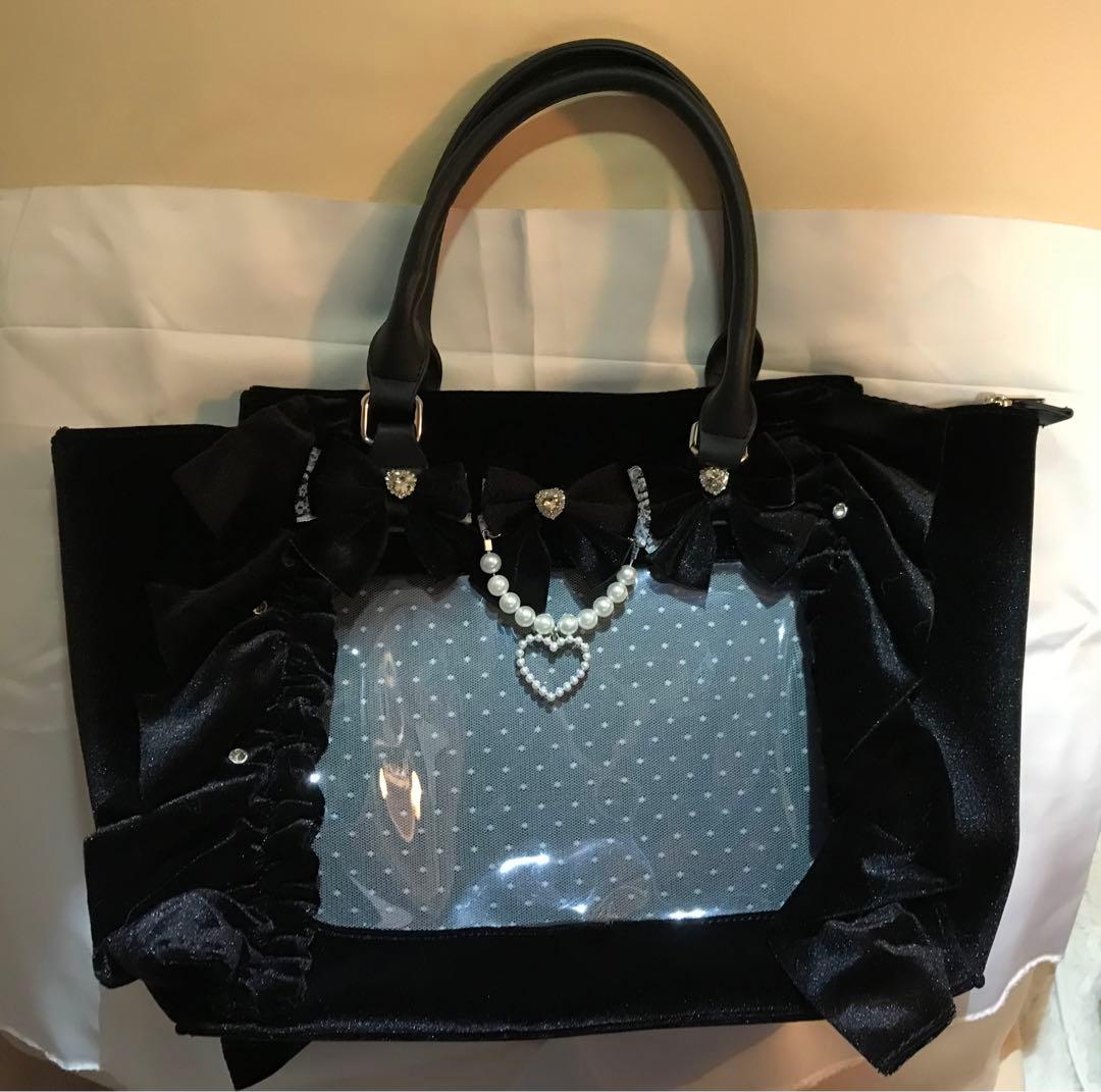 帰*可様 Ank Rouge 確定ファンサのおまじないベロアBag(大) ブラッ