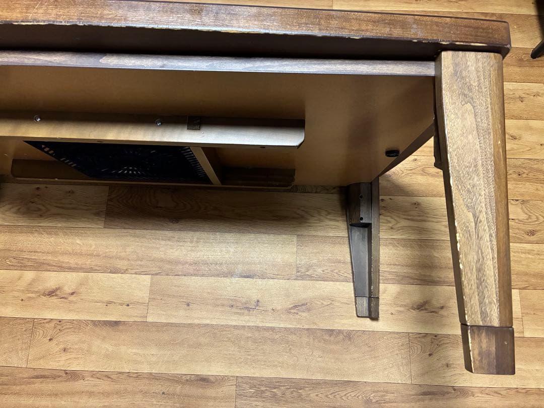 木製 長方形テーブルこたつ 装飾インレイ