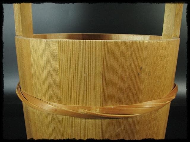 露地道具 水張桶 大型 手桶 水桶 通桶 つくばい 木地 茶道具 f319