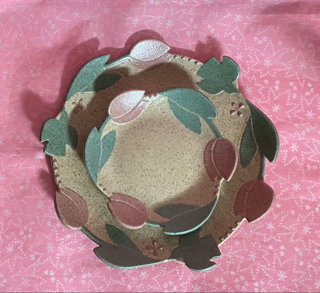 苔色工房　田中遼馬　大小各1セット　チューリップ　ミントグリーン・ピンク