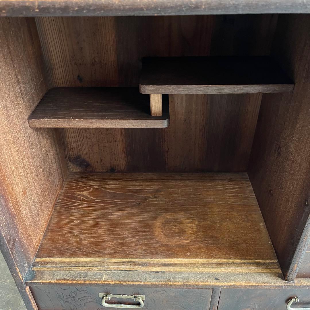 アンティーク 飾り棚 茶箪笥 シェルフ 昭和レトロ 無垢材 z438